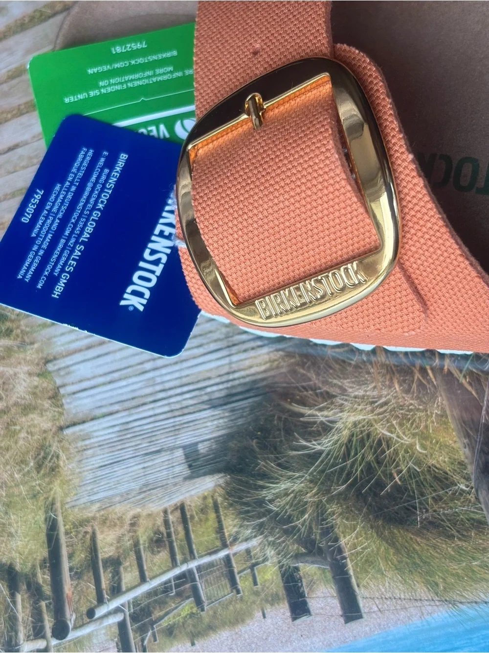Birkenstock 💅 Madrid Papaya Big Buckle Textile Canvas Sandal Slide 40 Wmns 9 9.5 - Picture 3 of 6